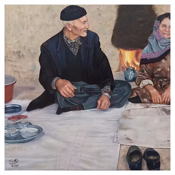 تابلو نقاشی رنگ روغن طرح روستایی کد 3