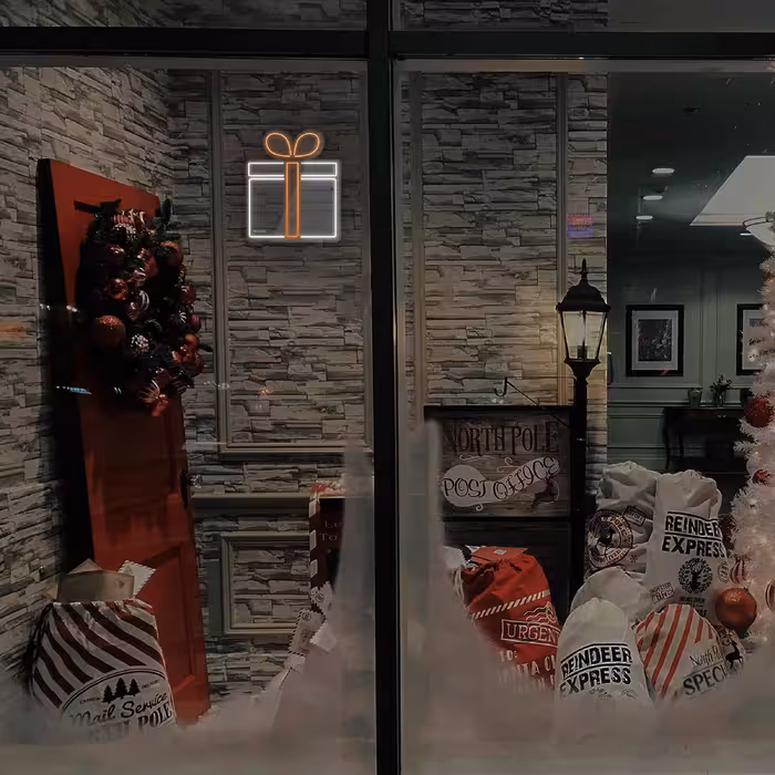 چراغ دیواری نئون دیزاین طرح Gift-Box_ORG