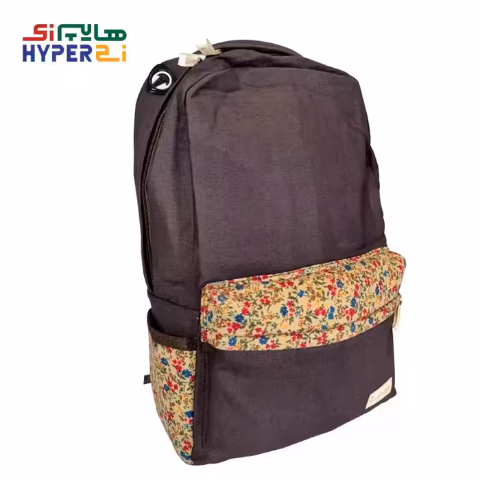 کوله پشتی زیماژ کد K018 طرح قهوه ای با نوار خاکی گلدارZimage