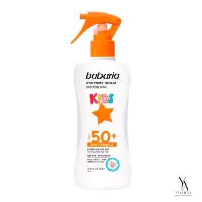 اسپری ضد آفتاب کودک باباریا BABARIA حاوی SPF50 مناسب انواع پوست حجم 200 میل