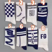 جوراب ساقدار الیت طرح نوشته دار سری شطرنجی سورمه ای 98blue