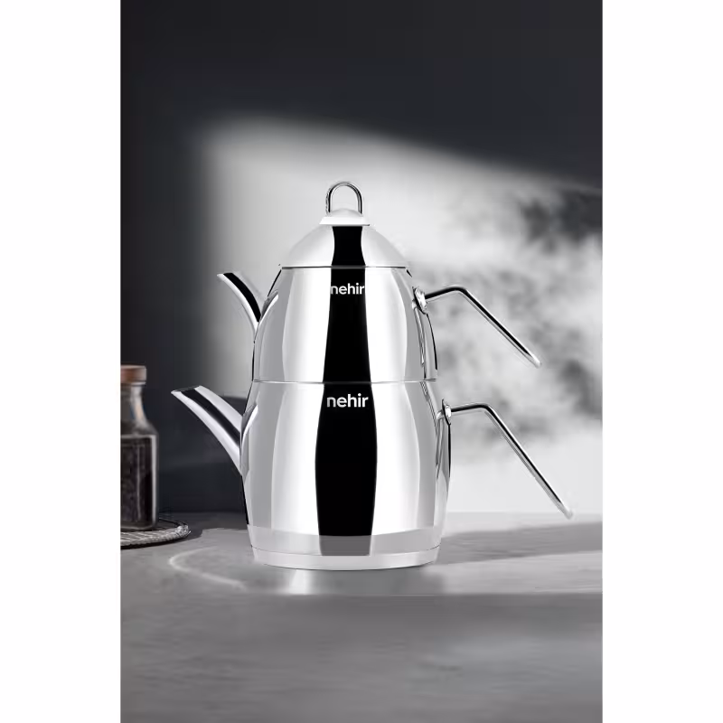 ست کتری و قوری استیل Nehir (نحیر) مدل Florina Midi – ترکیبی از طراحی مدرن و کیفیت برای آشپزخانه‌های حرفه‌ای و خانگی