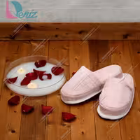 دمپایی حوله ای طرح کرالیچ رنگ گلبهی روشن