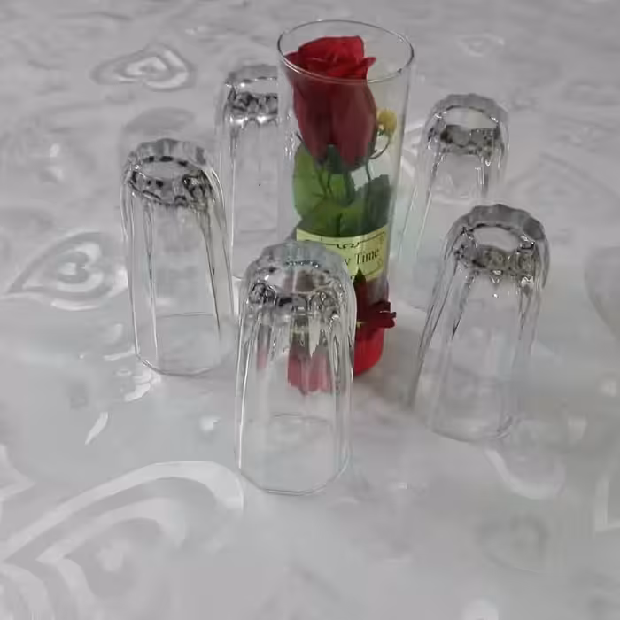 سفره رومیزی 8 نفره طرح دار  شفاف ابعاد 260در 140 سانتی متر  آرین کاور