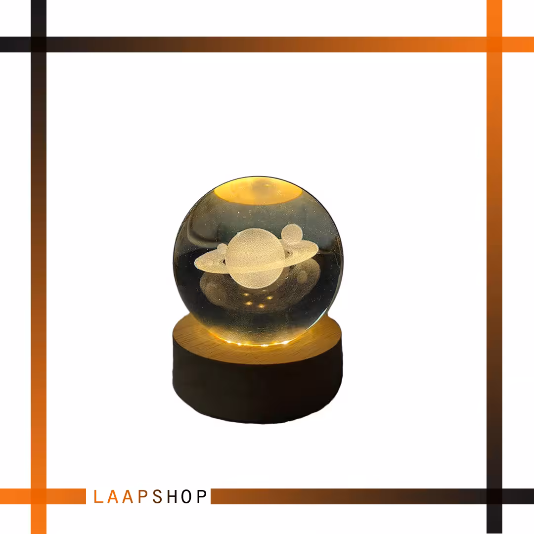 گوی شبخواب کریستالی سه بعدی مدل سیاره زحل