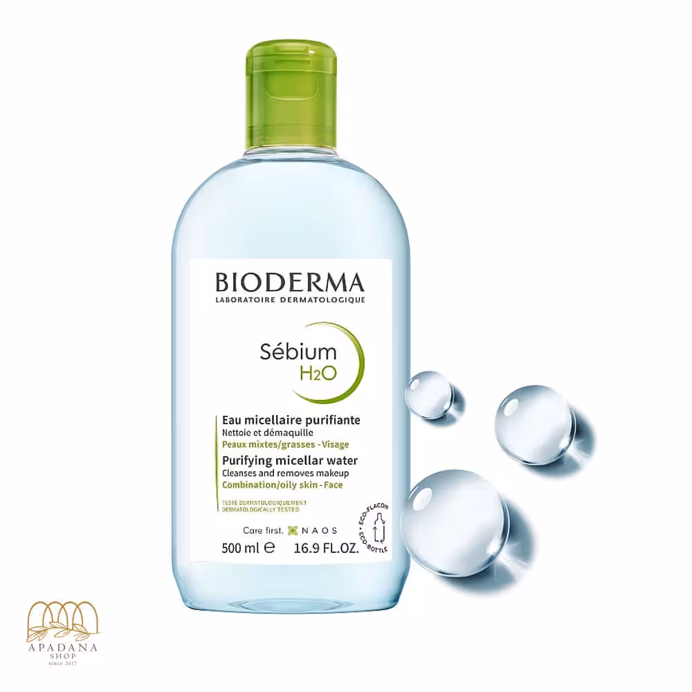 میسلار واتر پاک کننده آرایش صورت و چشم بایودرما مدل Sebium H2O حجم 500 میل