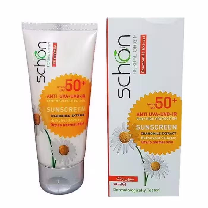 کرم ضد آفتاب بی رنگ مناسب پوست خشک تا نرمال  SPF50 شون 50 میلی لیتر