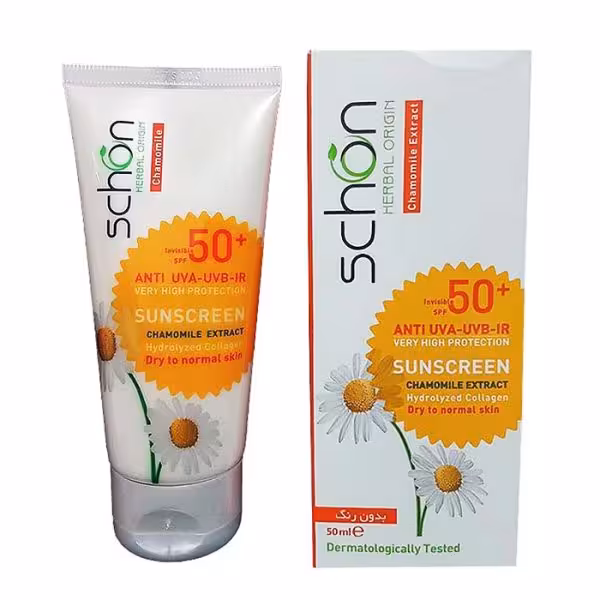 کرم ضد آفتاب بی رنگ مناسب پوست خشک تا نرمال  SPF50 شون 50 میلی لیتر