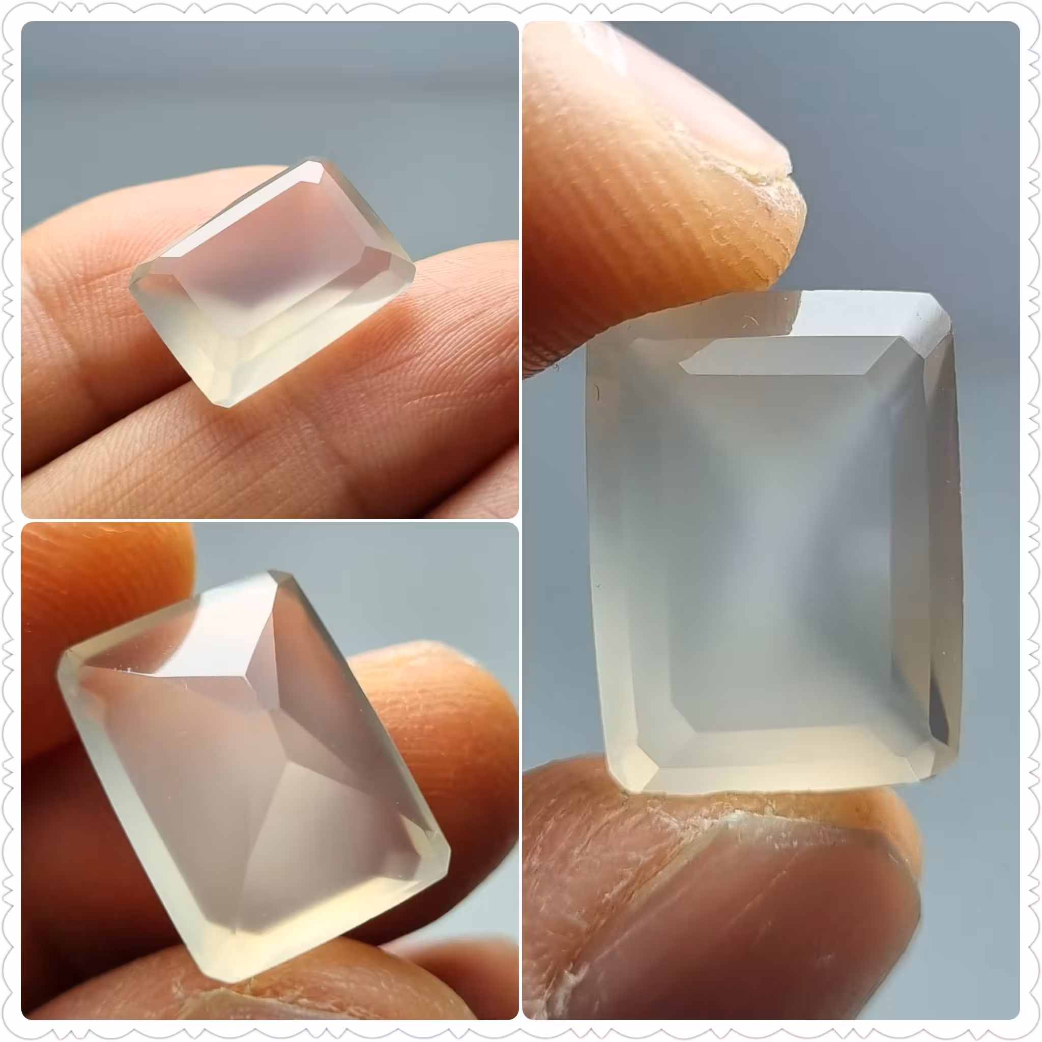 نگین عقیق نباتی پاک و شفاف یمنی ( تراش Emerald )