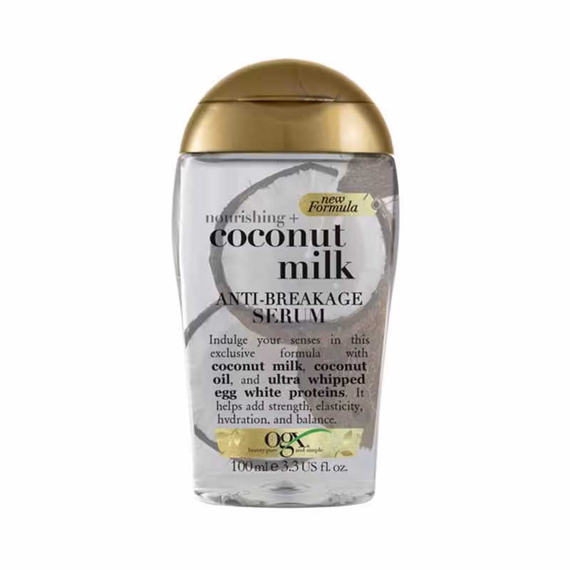 سرم موی آمریکایی او جی ایکس ضد شکستگی شیر نارگیل Ogx Nourishing Coconut Milk Anti_Breakage Serum • خوش آرا