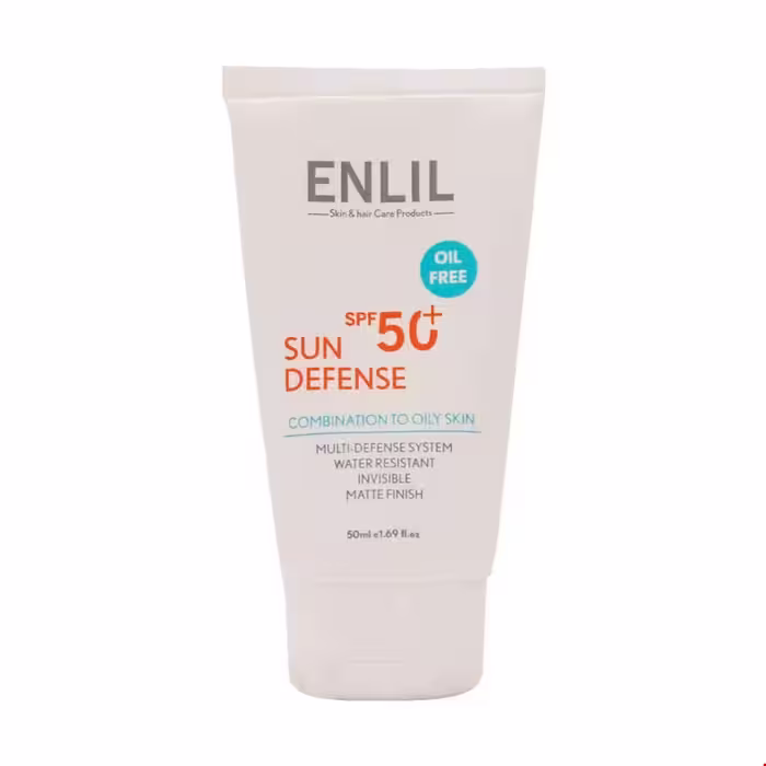 کرم ضد آفتاب سان دیفنس SPF50 پوست چرب انلیل 50 میلی لیتری