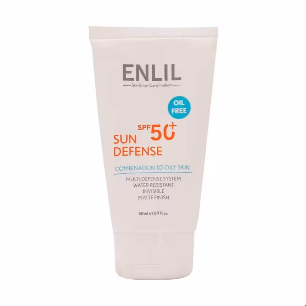 کرم ضد آفتاب سان دیفنس SPF50 پوست چرب انلیل 50 میلی لیتری