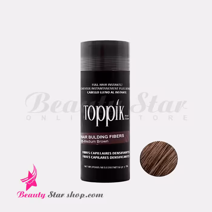 پودر پرپشت کننده موی سر تاپیک قهوه ای متوسط کد 5 حجم 25 گرم