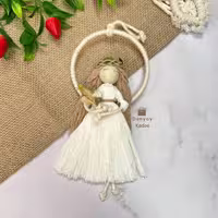 حلقه آویز تزئینی فرشته مکرومه کوچک