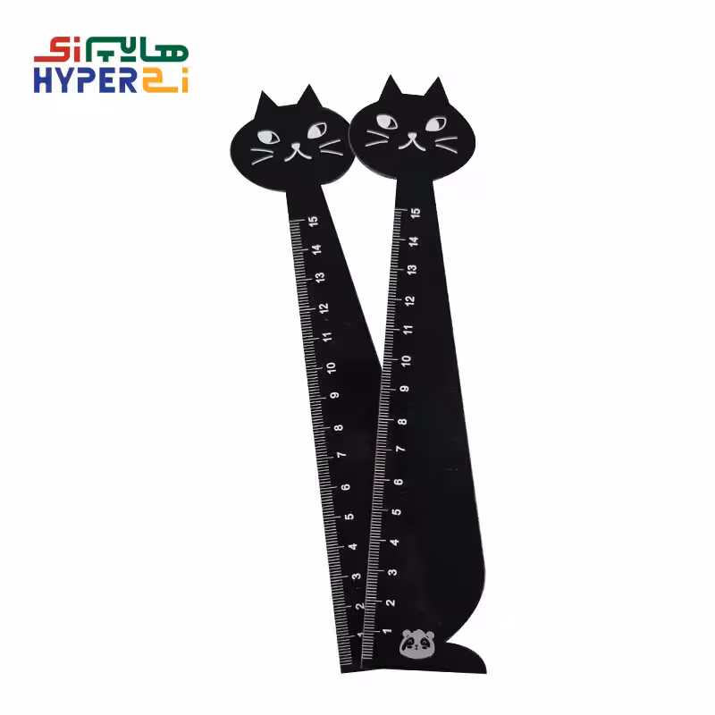 خط کش فانتزی چوبی 15 سانتی طرح گربه سیاه