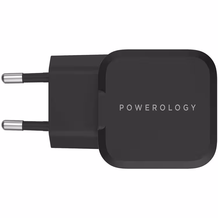 شارژر دیواری 20 وات پاورولوژی مدل Ultra Compact USB-C- دو شاخه