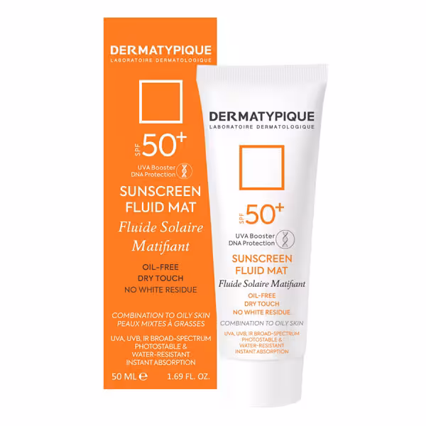 کرم ضد آفتاب بی رنگ درماتیپیک مناسب پوست چرب  SPF50 حجم 50 میل