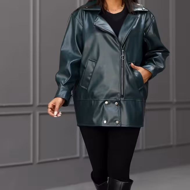 کاپشن چرم تیرکمونی درجه یک داخل کار آستر