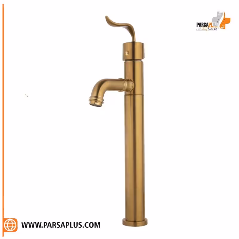 شیر روشویی پایه بلند دوان مدل موته طلایی مات