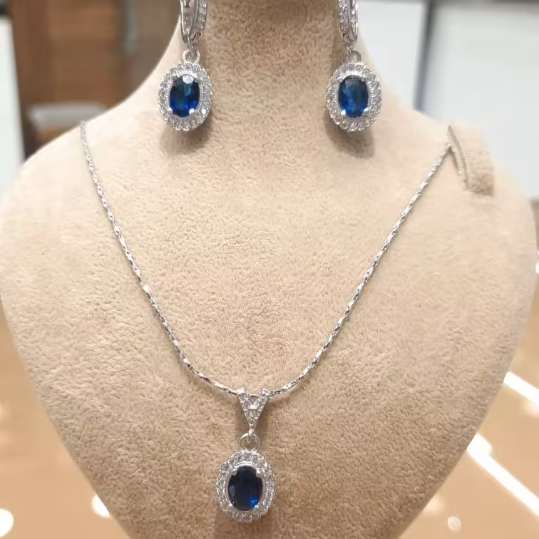 نیم ست نقره جواهری