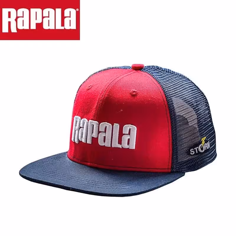 کلاه ماهیگیری راپالا قرمز-سرمه ای (RAPALA Embroidered Fishing Hat Flat Brim)