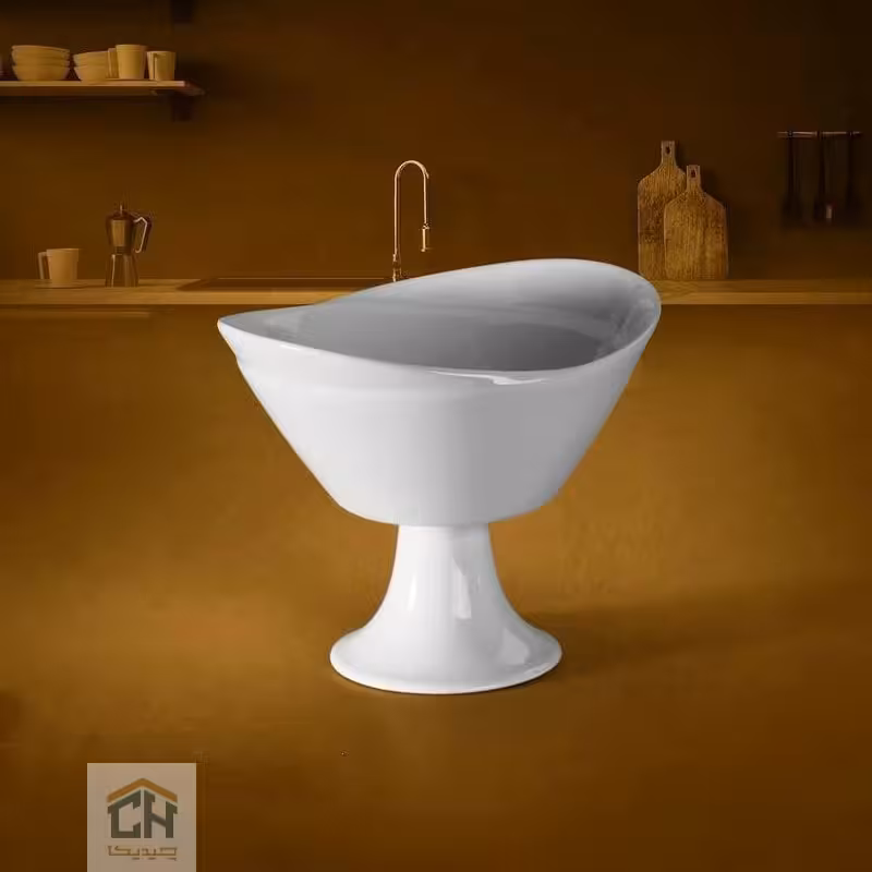 کاسه پایه دار بیضی سرامیکی کوچک مدل 3256B-P