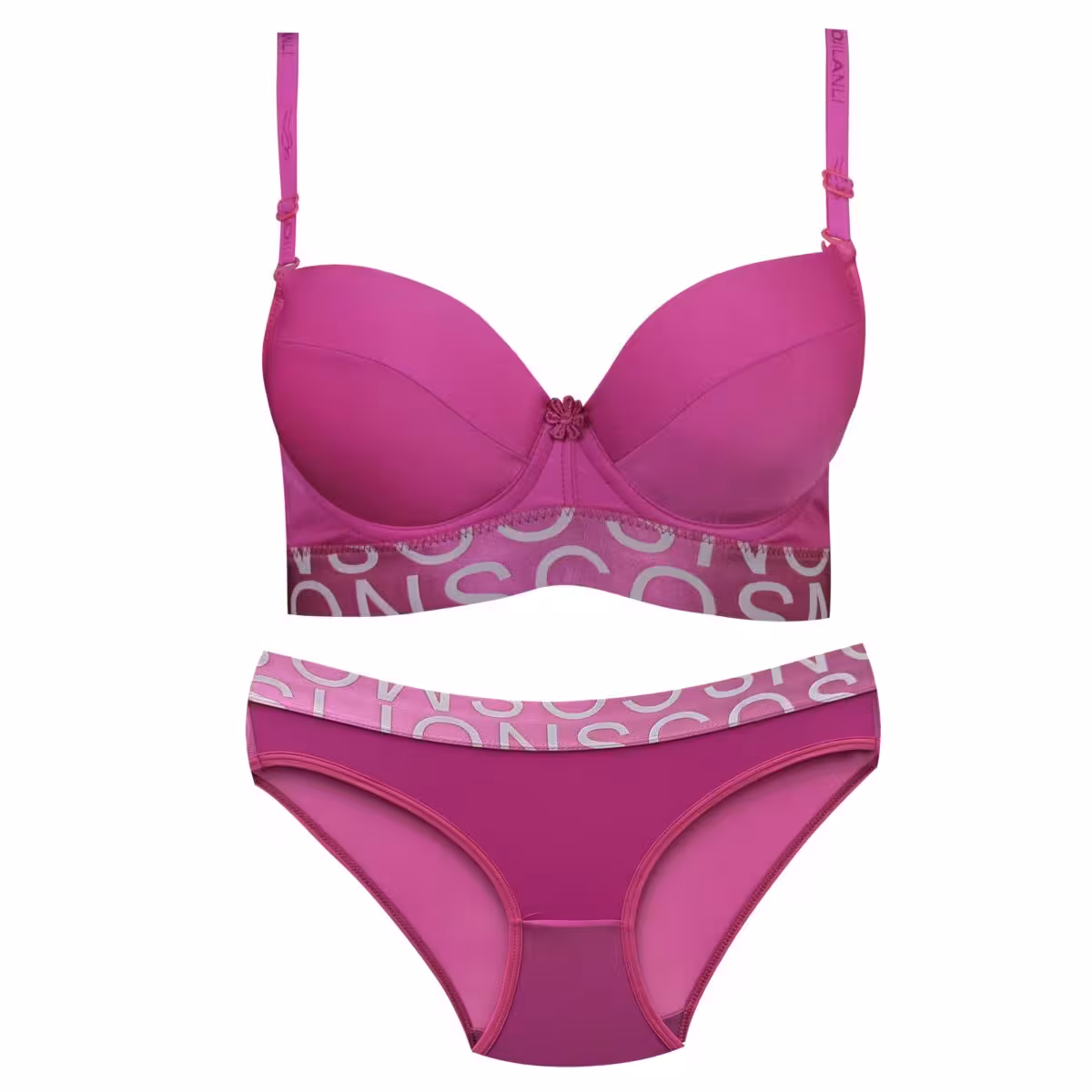 ست شورت و سوتین زنانه دکلته فنردار مدل پوش آپ سرخابی کد 4626-3