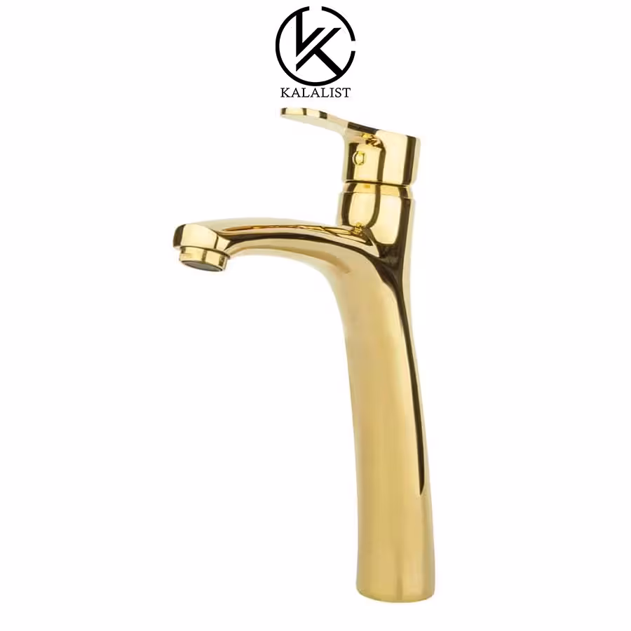 شیر روشویی پایه بلند راسان مدل صدف طلایی