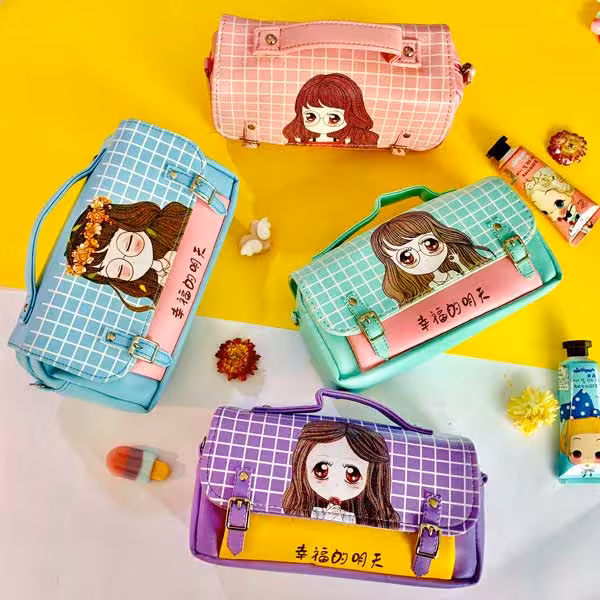 جامدادی کیفی دختر چینی Chinese Leather Bag Pencil Case
