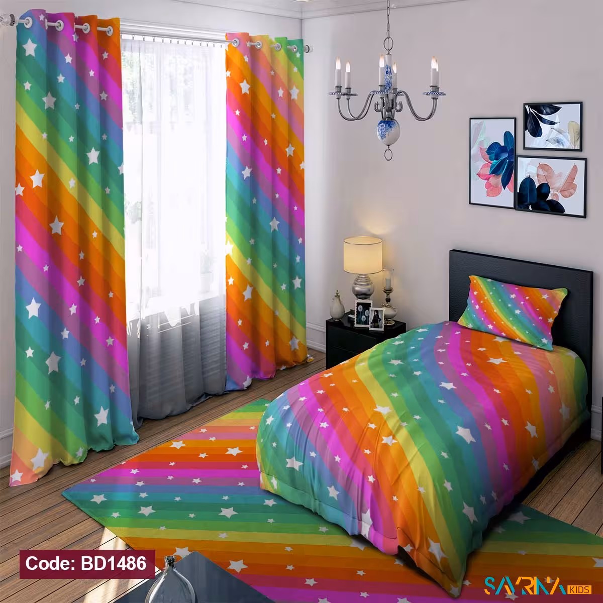 ست اتاق خواب طرح رنگین کمان کد BD1486