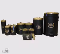 سرویس پاسماوری 12 پارچه فانتزی مشکی یونیک درپوش طلایی طرح خانه کد UN-8033