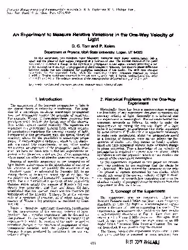 خرید و دانلود نسخه کامل کتاب An Experiment to Measure Relative Variations in the One-Way Velocity of light