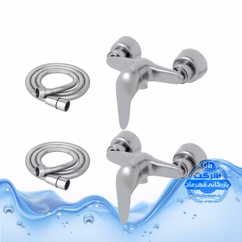 ست 4 عددی شیر توالت با شلنگ فلزی شیرآلات برند آیدا صنعت مدل قهرمان | کروم مات