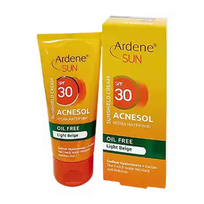 کرم ضد آفتاب SPF30 بژ روشن آردن سان – آکنه سول Acnesol مناسب پوست چرب و آکنه ای