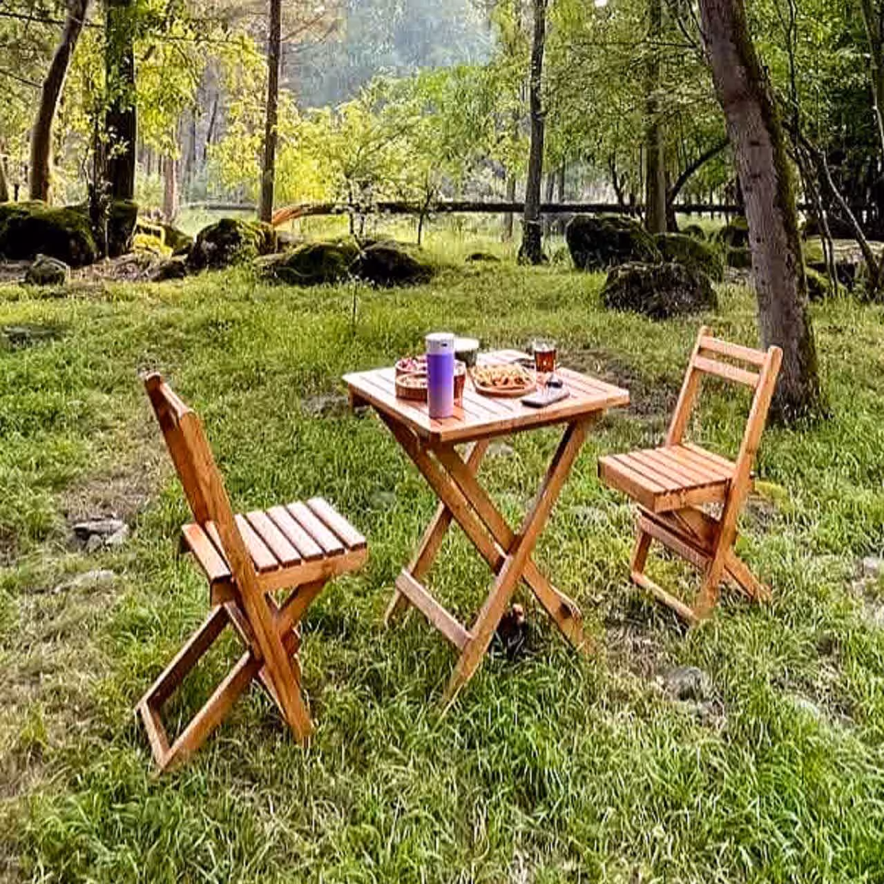 میز تاشو چوبی دونفره