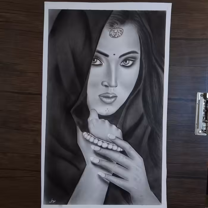 نقاشی چهره سیاه قلم سفارشی