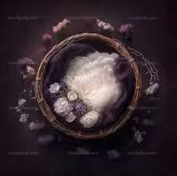 بک دراپ عکاسی با گل سفید و بنفش | گرافیک با طعم تربچه