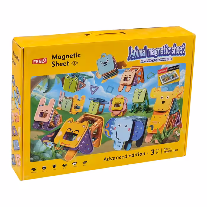 ساختنی حیوانات مگنتی FEEL مدل Magnetic Sheet کد 1505، تعداد 50 قطعه ساختنی مگنتی مناسب برای 3 سال به بالا، کیفیت ساخت عالی،