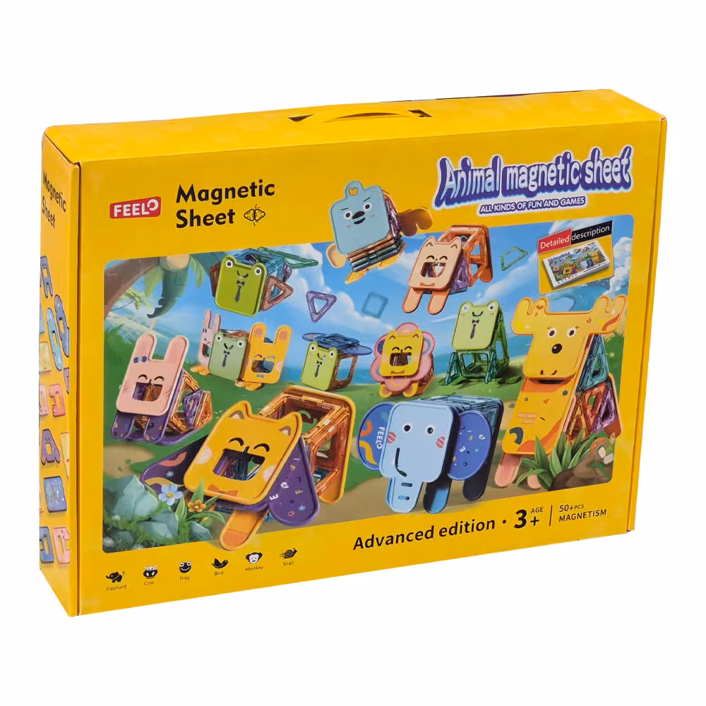 ساختنی حیوانات مگنتی FEEL مدل Magnetic Sheet کد 1505، تعداد 50 قطعه ساختنی مگنتی مناسب برای 3 سال به بالا، کیفیت ساخت عالی،