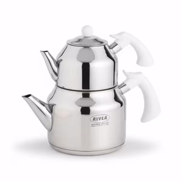 کتری قوری استیل لوله دار سفید ریور 2166