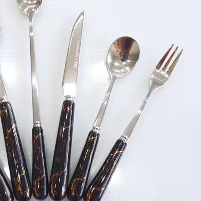 کارد وچنگال سرامیکی مشکی ماربل