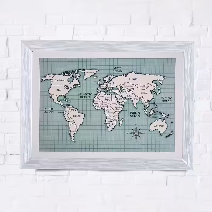 تابلو طرح نقشه جهان مدل PrWrldMp2w | دنیای قاب
