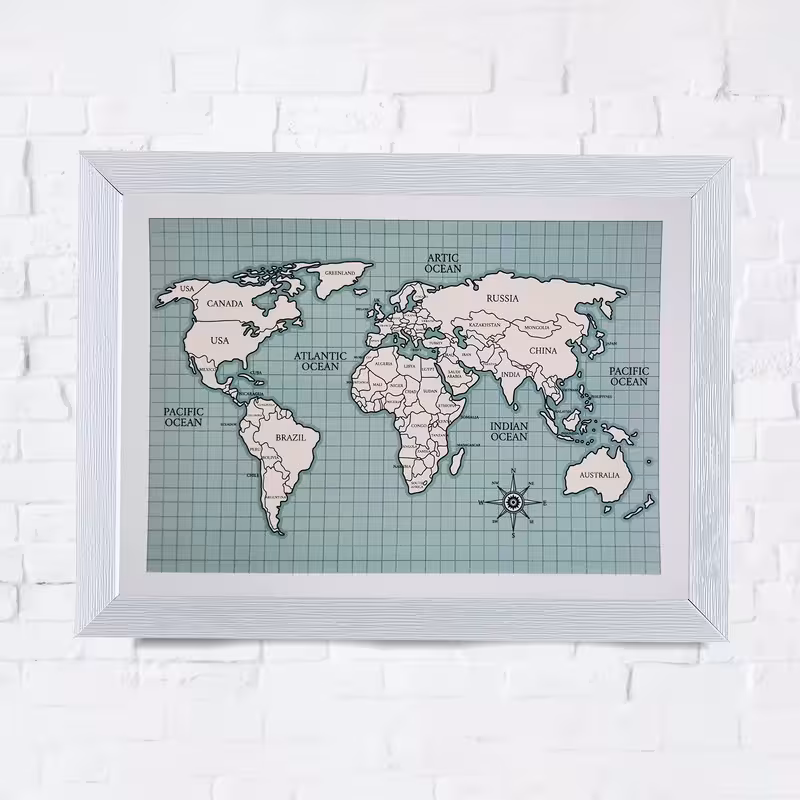 تابلو طرح نقشه جهان مدل PrWrldMp2w | دنیای قاب