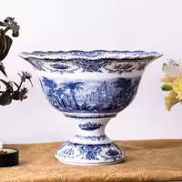 کاسه میوه خوری چینی گرد پایه دار آکسفورد متوسط کد 051