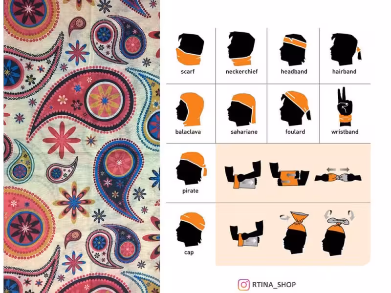 دستمال سر کوهنوردی طرح ترمه