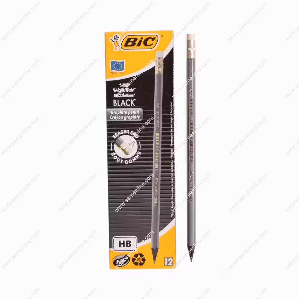 مداد مشکی پاک کن دار بیک مدل BLACK بسته 12 عددی