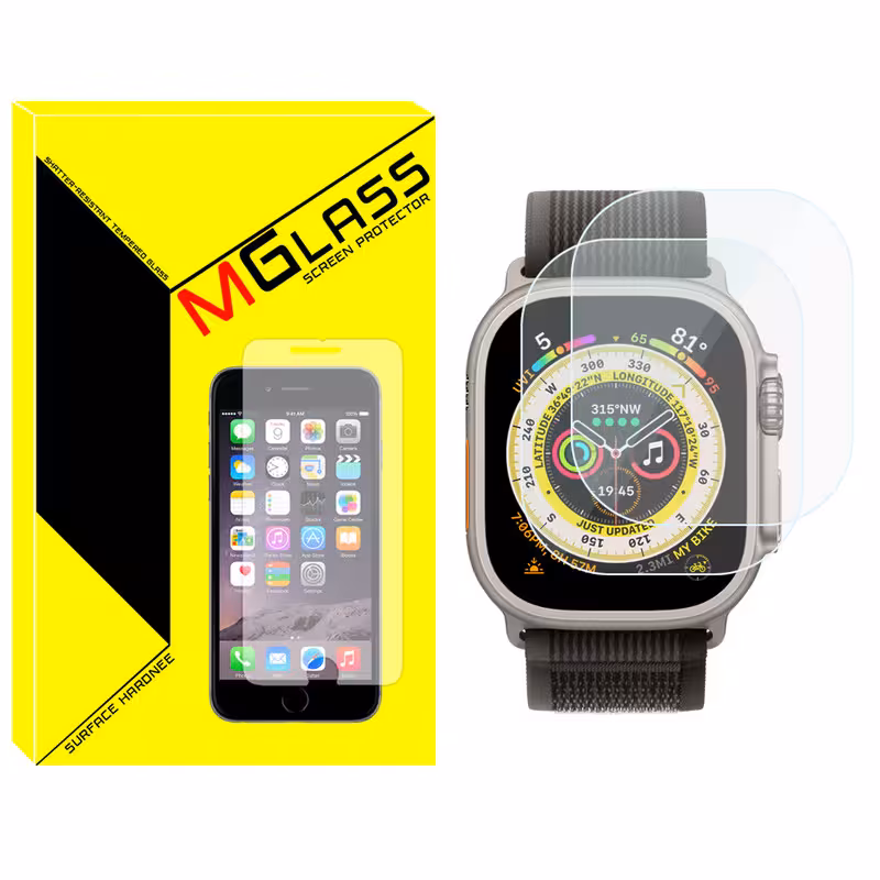 محافظ صفحه نمایش شیشه‌ای ام‌گلس مدل Glass-MG مناسب برای ساعت هوشمند ویرفیت HW8 Ultra max بسته دو عددی