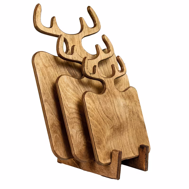 تخته گوشت مدل شاخ گوزنی جنس چوب طبیعی کد BP103 سه عددی | کالا مکس