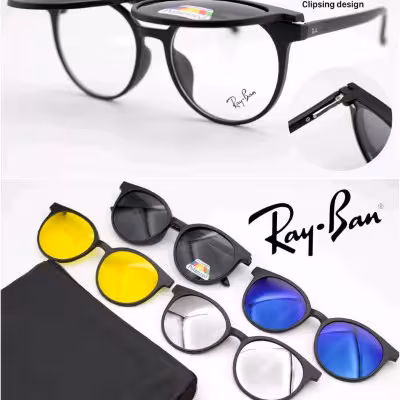 عینک طبی با 4 کاور آفتابی کد 254