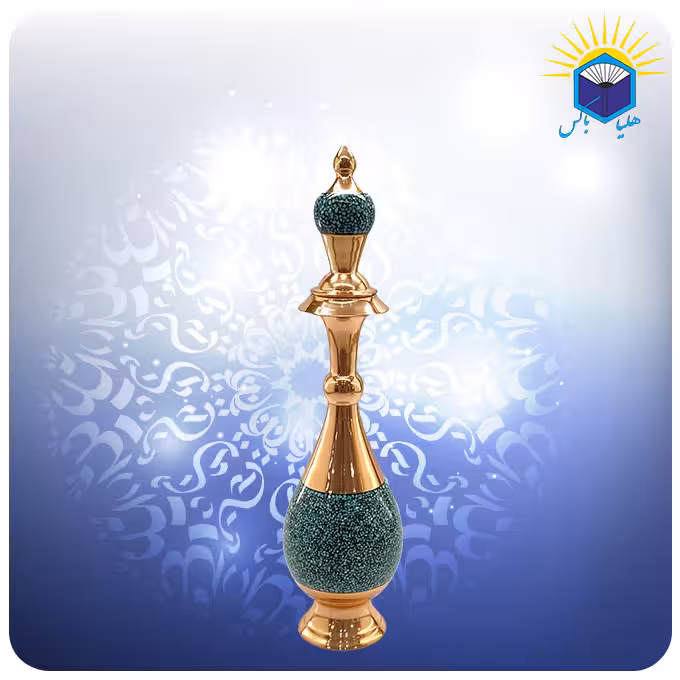 تنگ صراحی مس و فیروزه کوب 35 سانت